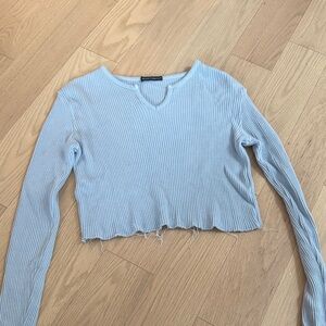 Brandy Melville Sky Blue Ribbed Crop Top